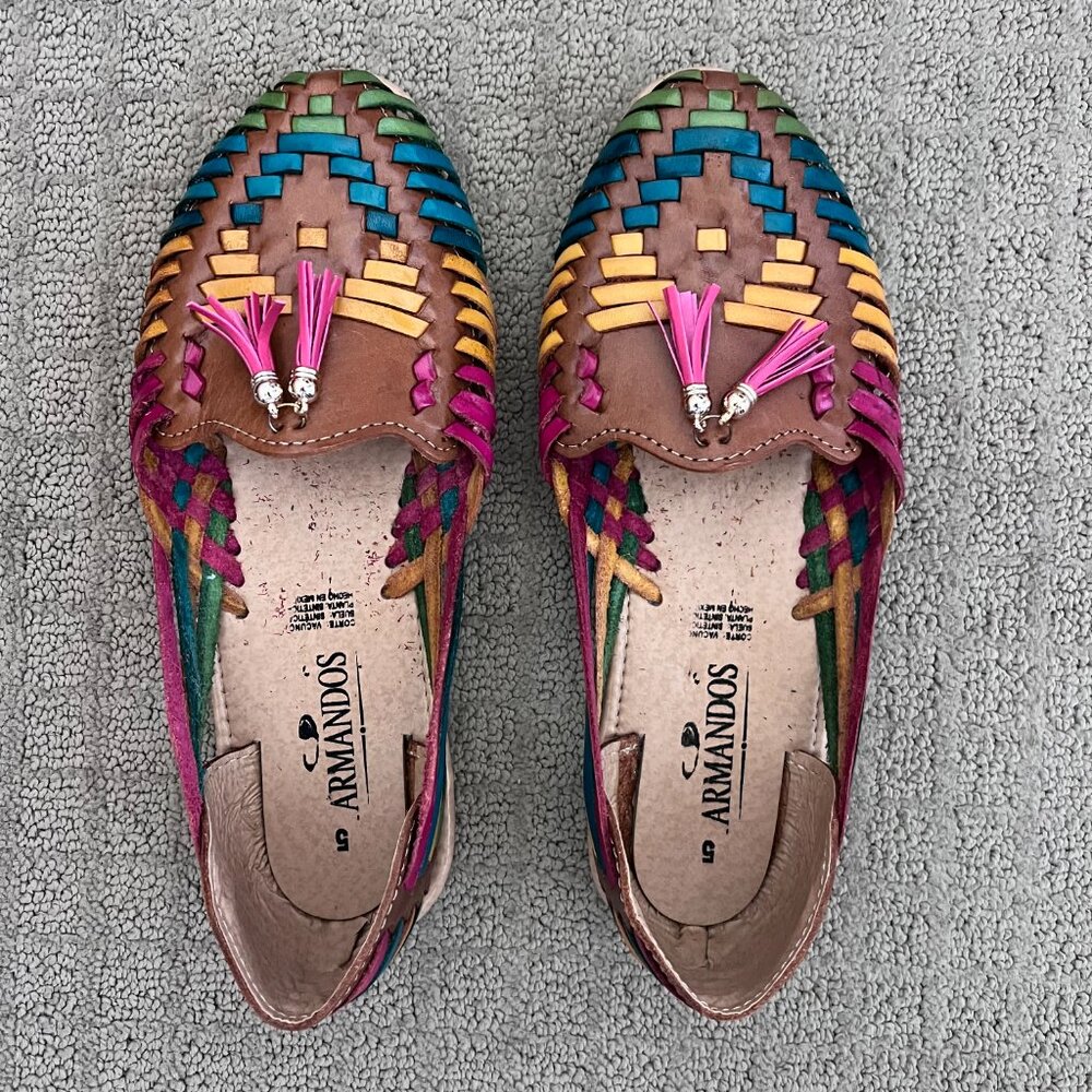Armandos Hand-Woven Huaraches | Multicolor Traditional Mexican Leather Sandals - Picture 3 of 8